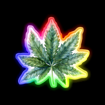 Magic Leaf Hemp Inspired Green Leaf Led Neon Sign Rgb Color - LED neon sign close-up detail