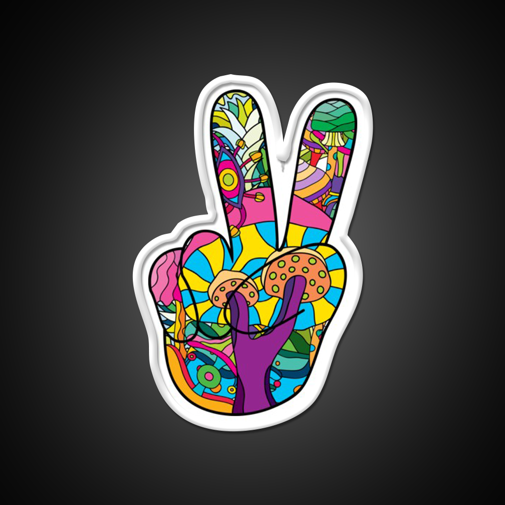 Magic Mushroom Pattern Hippie Victory Hand Green Leaf Led Neon Sign Rgb Color - LED neon sign view 11