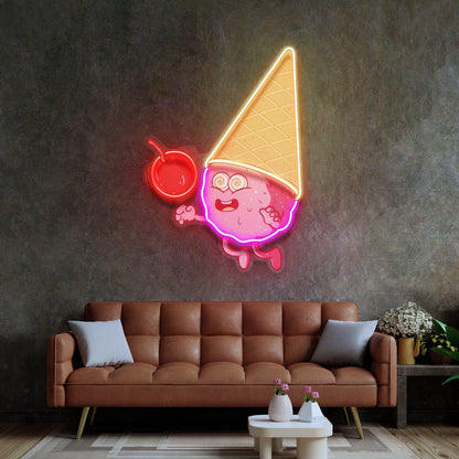 Magician Ice Cream Cartoon Uv Printed Led Neon Sign For Sweet Shop Decor | Shineneon