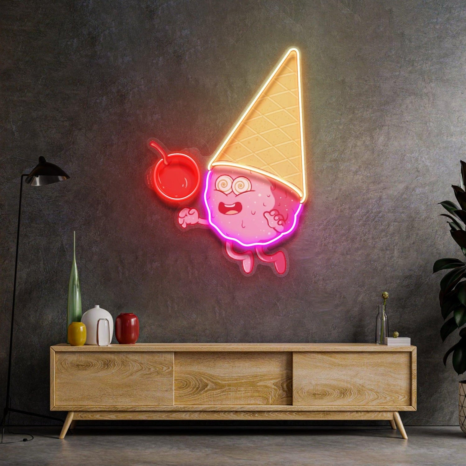 Magician Ice Cream Cartoon Uv Printed Led Neon Sign For Sweet Shop Decor | Shineneon