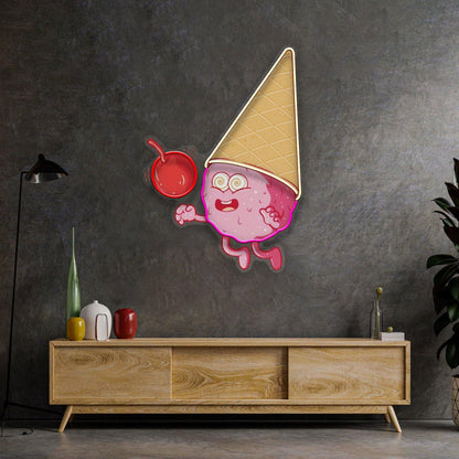 Magician Ice Cream Cartoon Uv Printed Led Neon Sign For Sweet Shop Decor | Shineneon