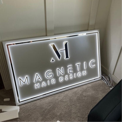 Magnetic Hair Design Acrylic Business Logo Sign - Shineneon