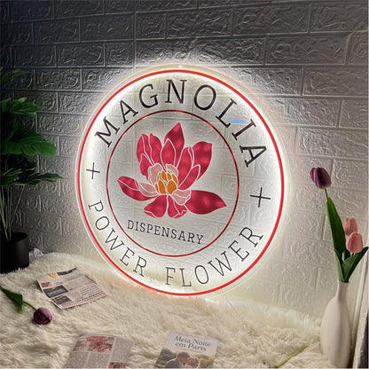 Magnolia Power Flower Acrylic Business Logo Sign - Shineneon