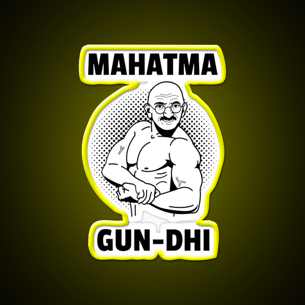 Mahatma Gun Dhi Gym Fitness Led Neon Sign Rgb Color - Custom LED neon sign front view