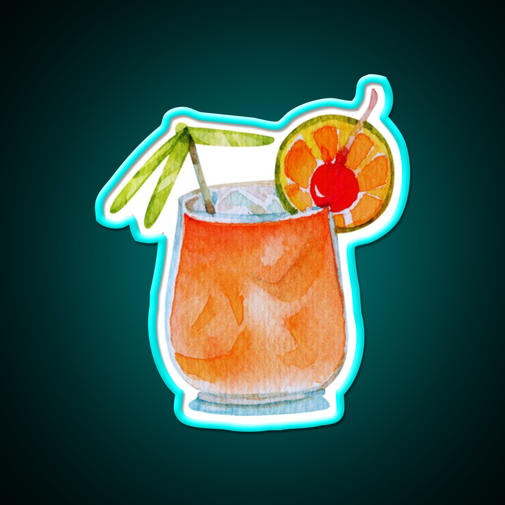 Mai Tai Cocktail Bar Decor Led Neon Sign Rgb Color - Size and dimension reference