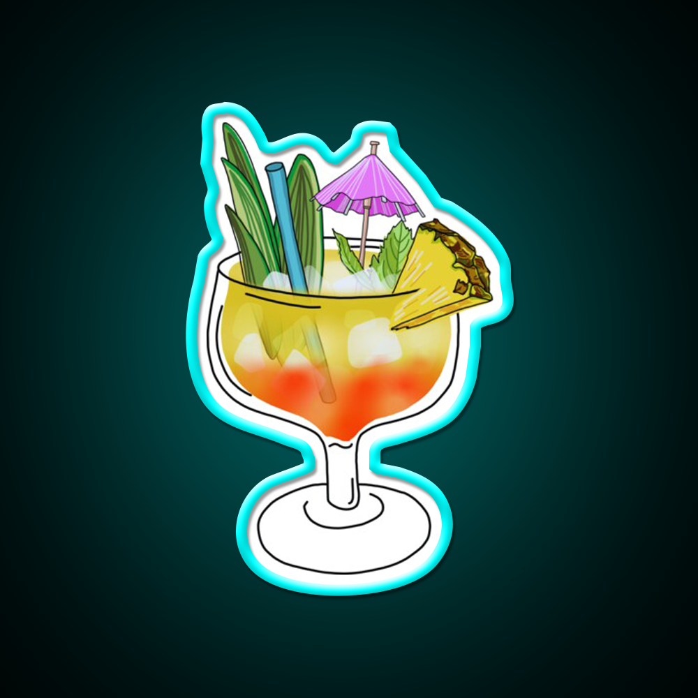 Mai Tai Cocktail Bar Decor Led Neon Sign Drink Lounge Art Rgb Color - Size and dimension reference