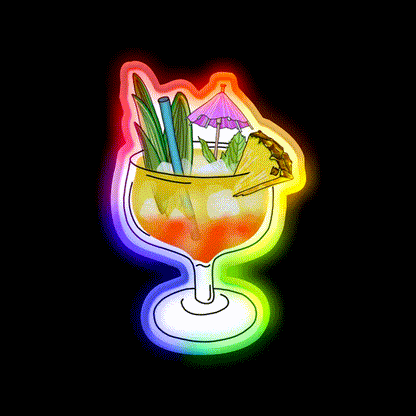 Mai Tai Cocktail Bar Decor Led Neon Sign Drink Lounge Art Rgb Color - LED neon sign close-up detail