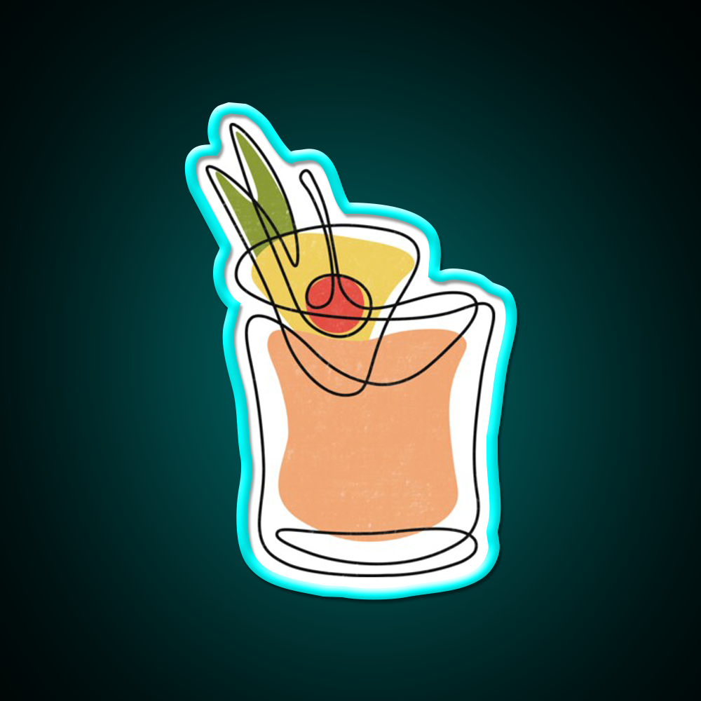 Mai Tai Cocktail Bar Decor Led Neon Sign Drink Wall Art Rgb Color - Size and dimension reference