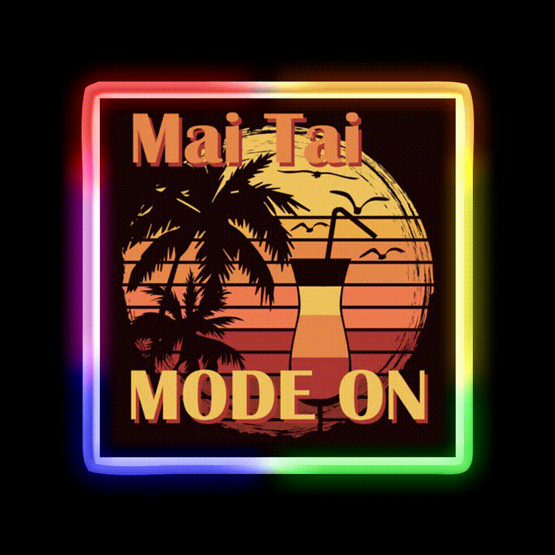 Mai Tai Mode On Cocktail Bar Decor Led Neon Sign Rgb Color - LED neon sign close-up detail