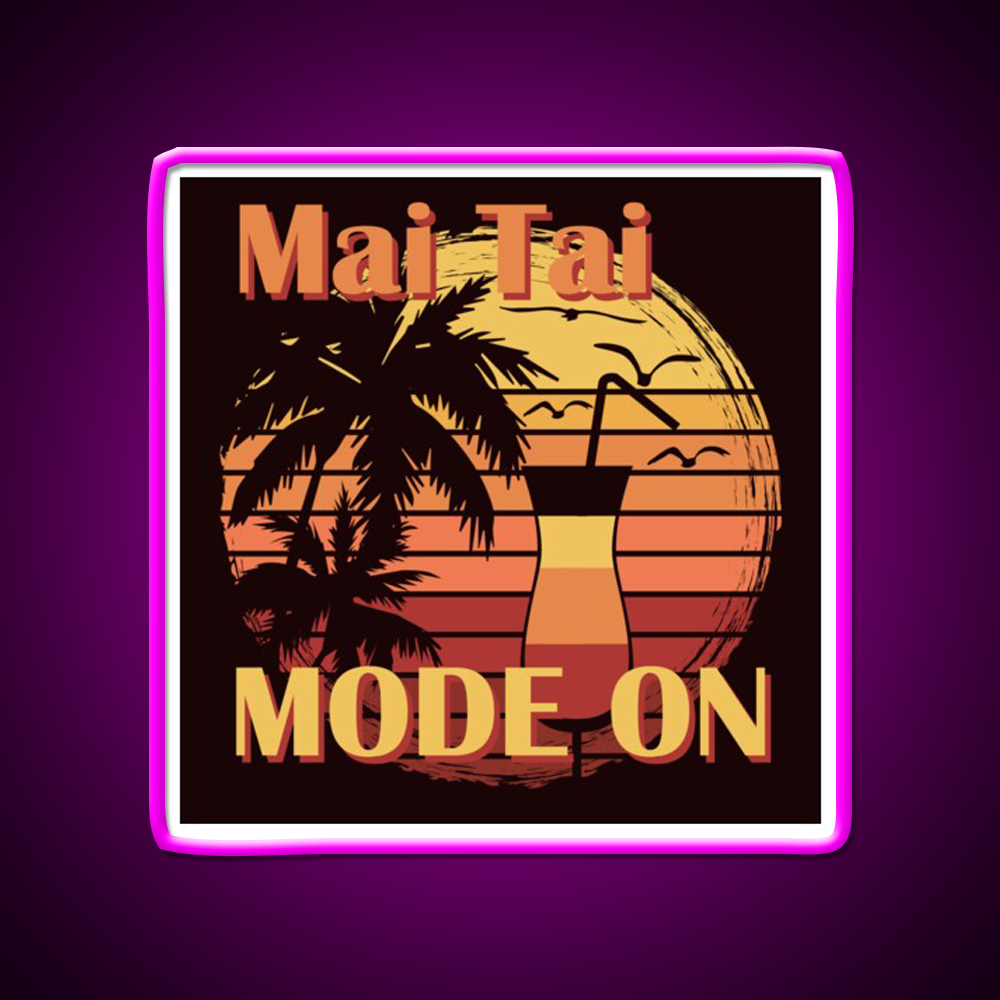 Mai Tai Mode On Cocktail Bar Decor Led Neon Sign Rgb Color - Neon sign mounted on wall in room