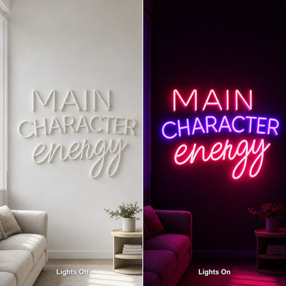 Main Character LED Neon Sign Man Cave Neon Sign day and night comparison