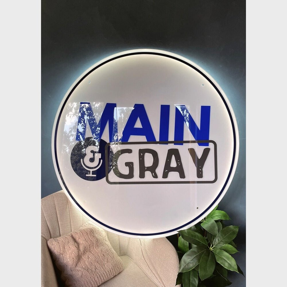 Main Greay Acrylic Business Logo Sign - Shineneon