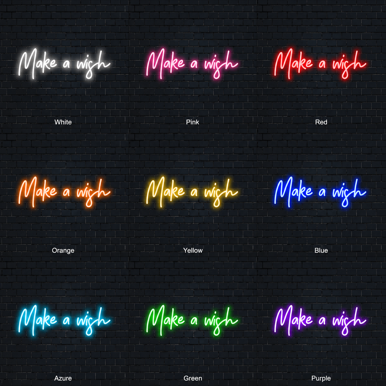 Make A Wish Wall Decor LED Neon Sign - 05 Color Grid