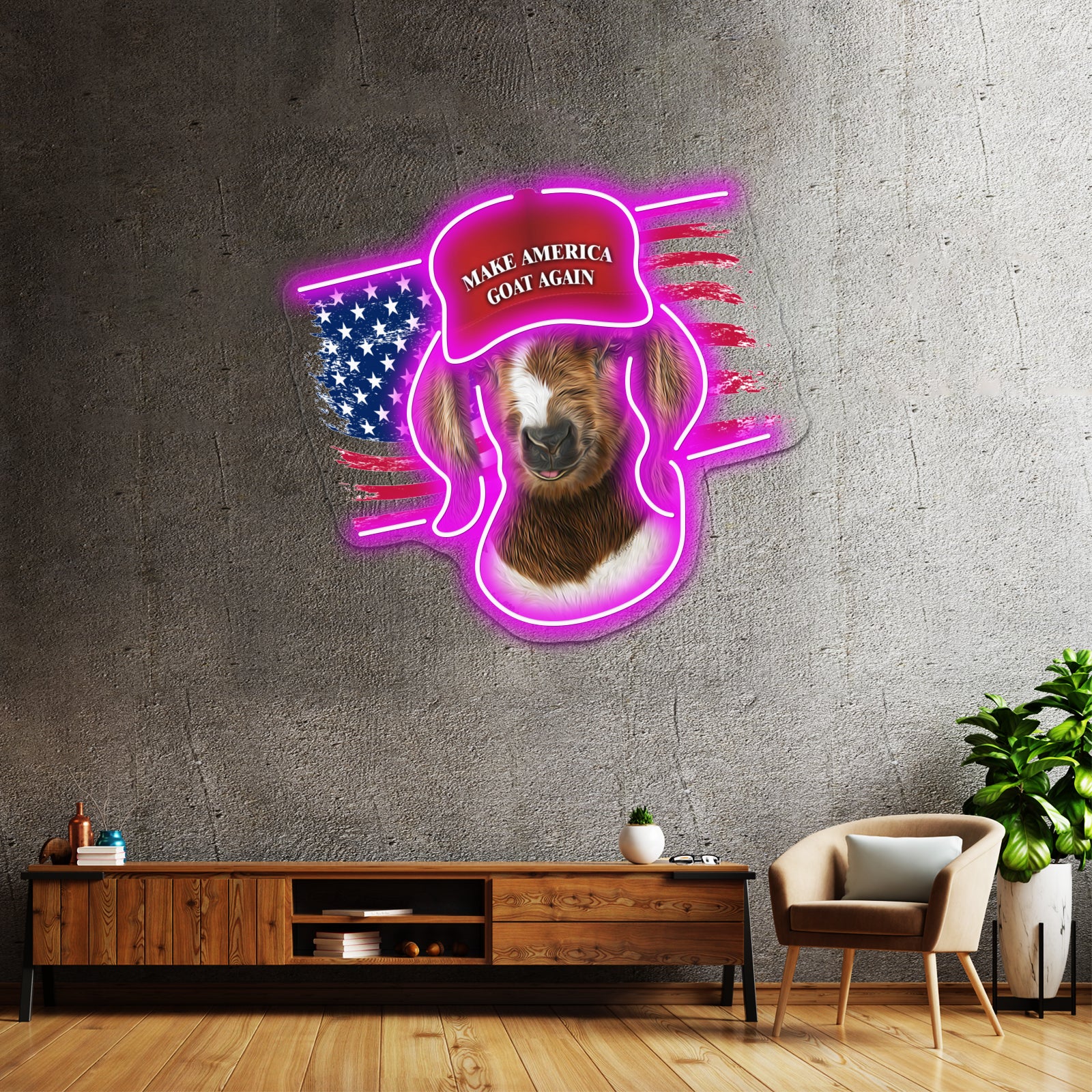 Make America Goat Again Boer Kid Goat Wall Artwork Neon Signs | Shineneon