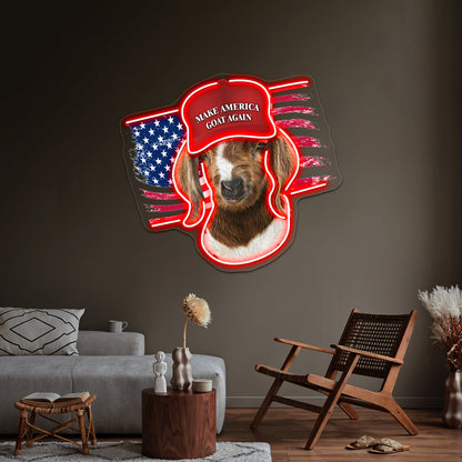 Make America Goat Again Boer Kid Goat Wall Artwork Neon Signs