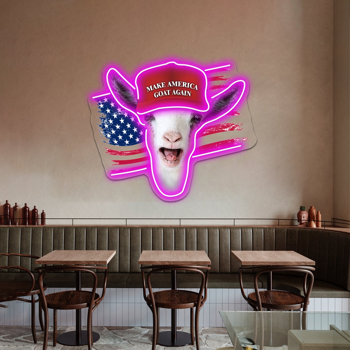 Make America Goat Again Nigerian Dwarf Goat Wall Artwork Neon Signs