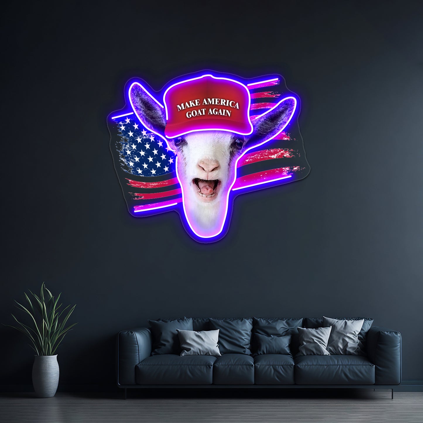 Make America Goat Again Nigerian Dwarf Goat Wall Artwork Neon Signs