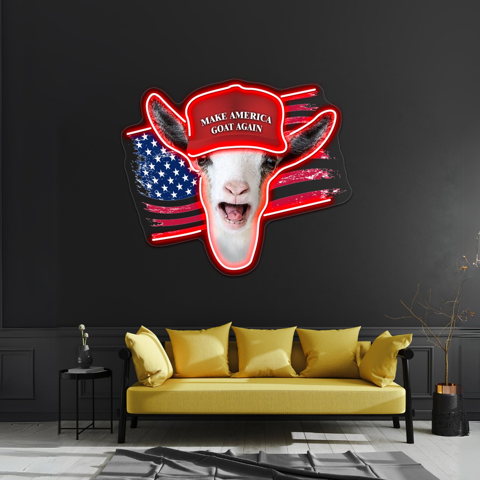 Make America Goat Again Nigerian Dwarf Goat Wall Artwork Neon Signs | Shineneon