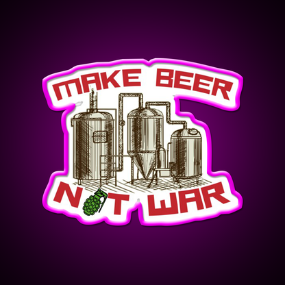 Make Beer Not War Beer Bar Decor Led Neon Sign Rgb Color - Neon sign mounted on wall in room