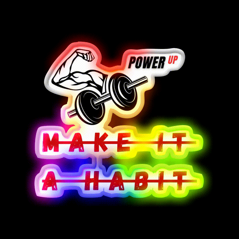 Make It A Habit Gym Fitness Led Neon Sign Rgb Color - LED neon sign close-up detail