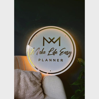 Make Life Easy Planner Acrylic Business Logo Sign - Shineneon