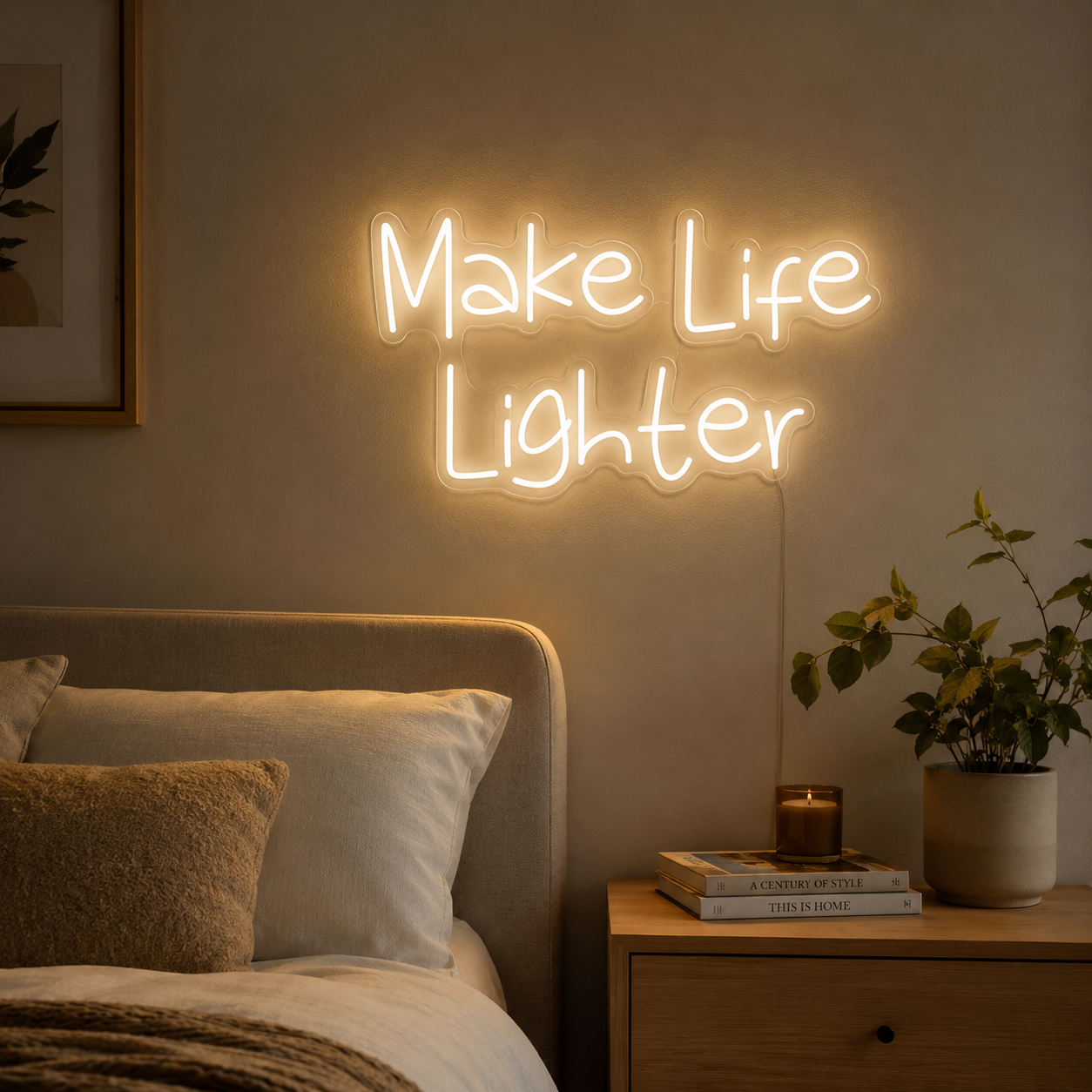 Make Life Lighter Are Wall Decor LED Neon Sign - 03 Real Lifestyle Scene