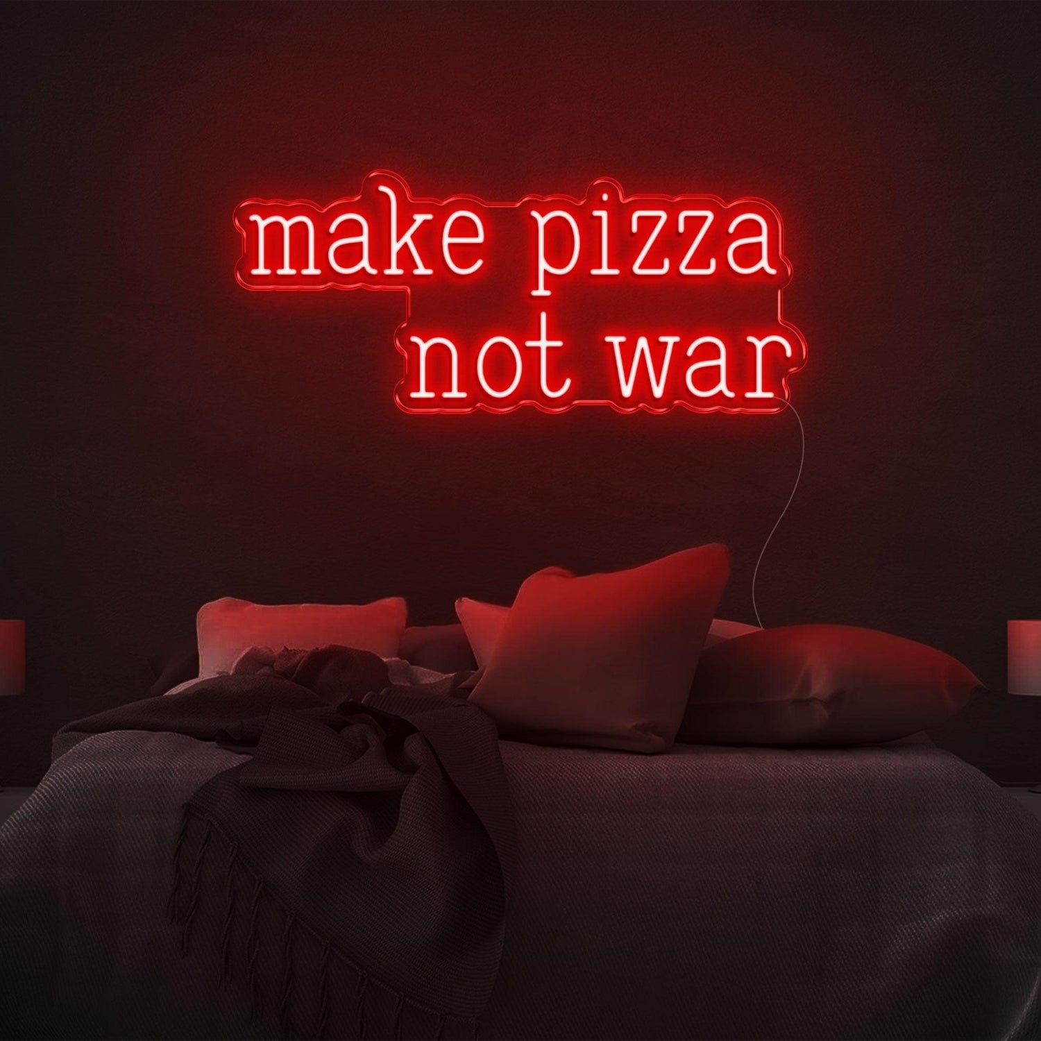 Make Pizza Not War Green Led Neon Sign For Bedroom Wall Decor | Shineneon