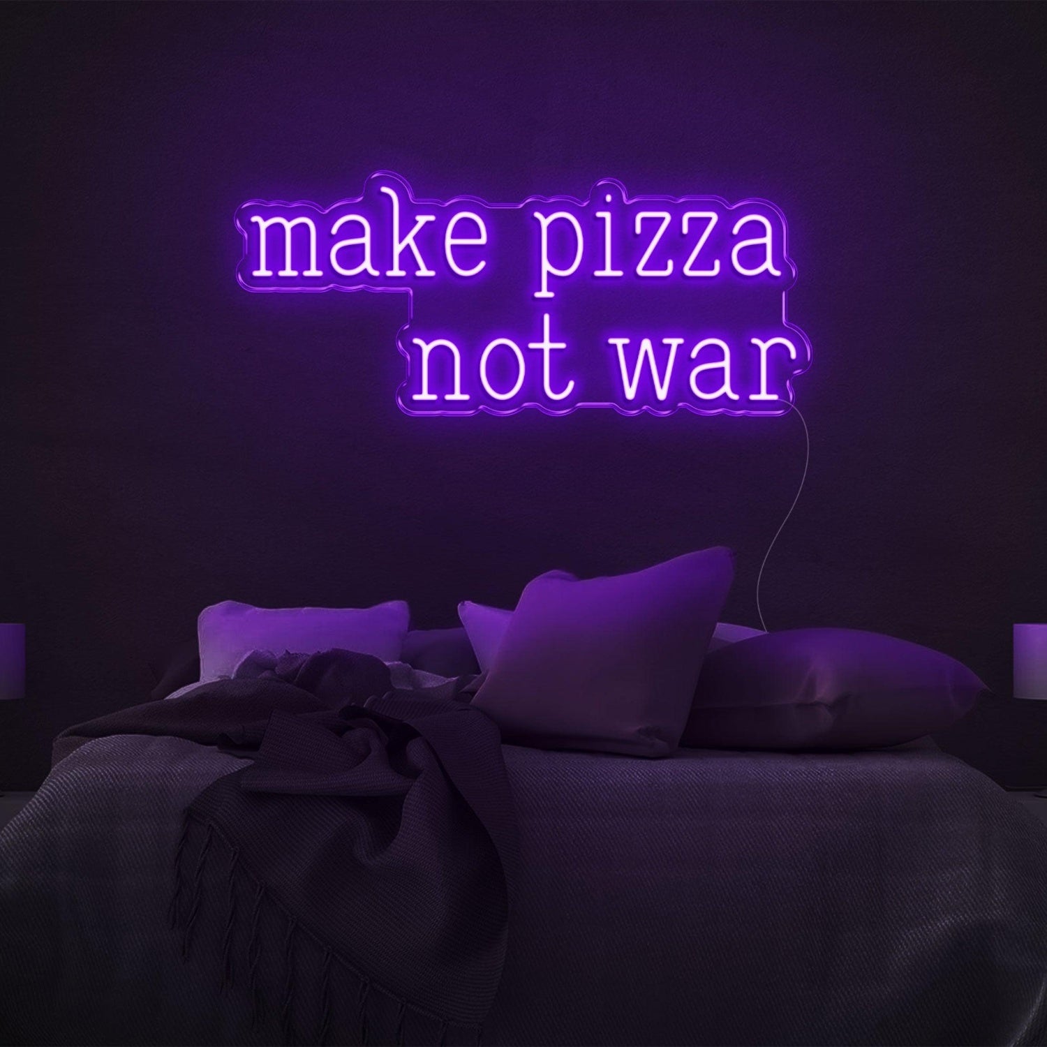 Make Pizza Not War Green Led Neon Sign For Bedroom Wall Decor | Shineneon