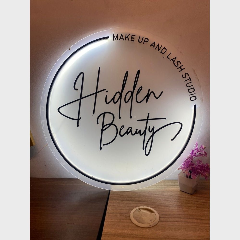 Make Up And Lash Studio Hidden Beauty Acrylic Business Logo Sign - Shineneon