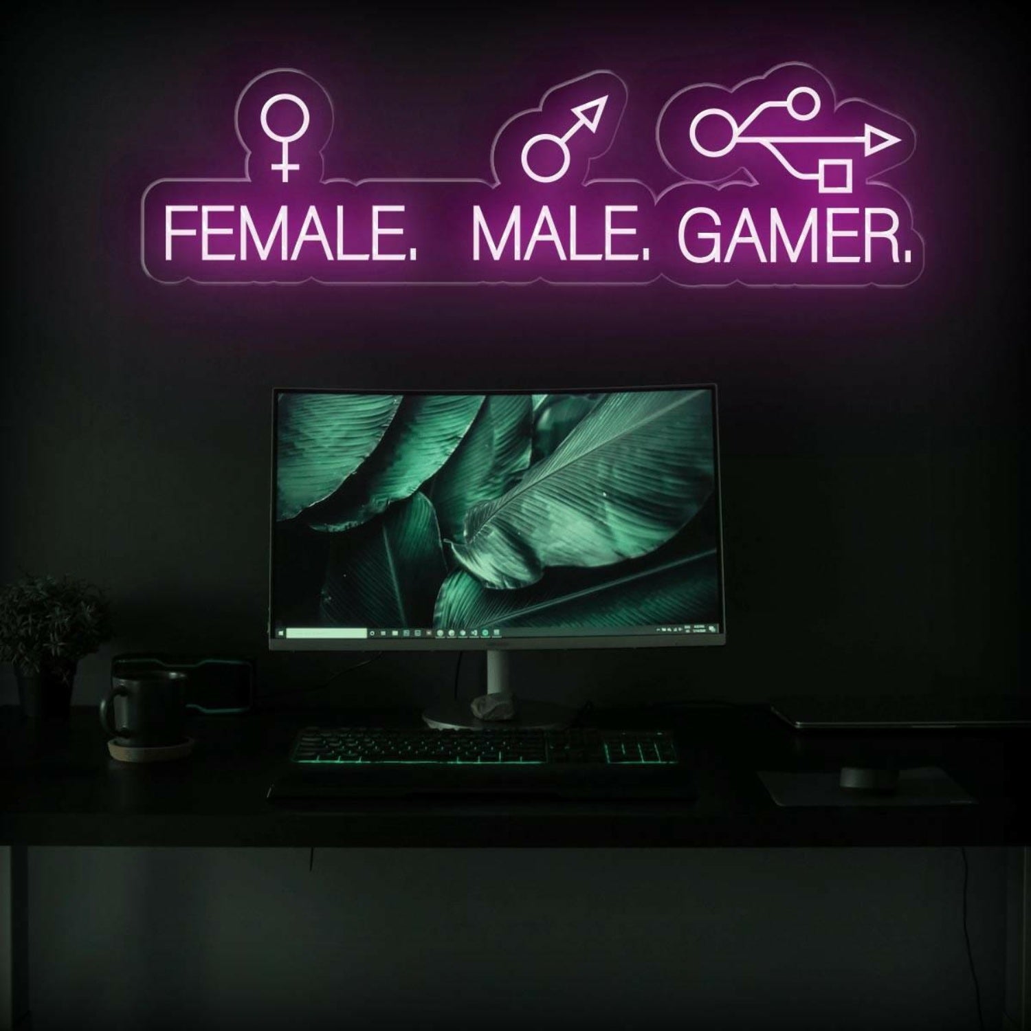 Male Female Gamer Led Neon Sign Blue-White Gaming Room Decor | Shineneon