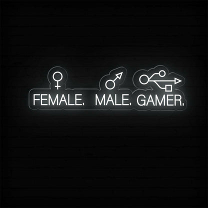 Male Female Gamer Led Neon Sign Blue-White Gaming Room Decor | Shineneon