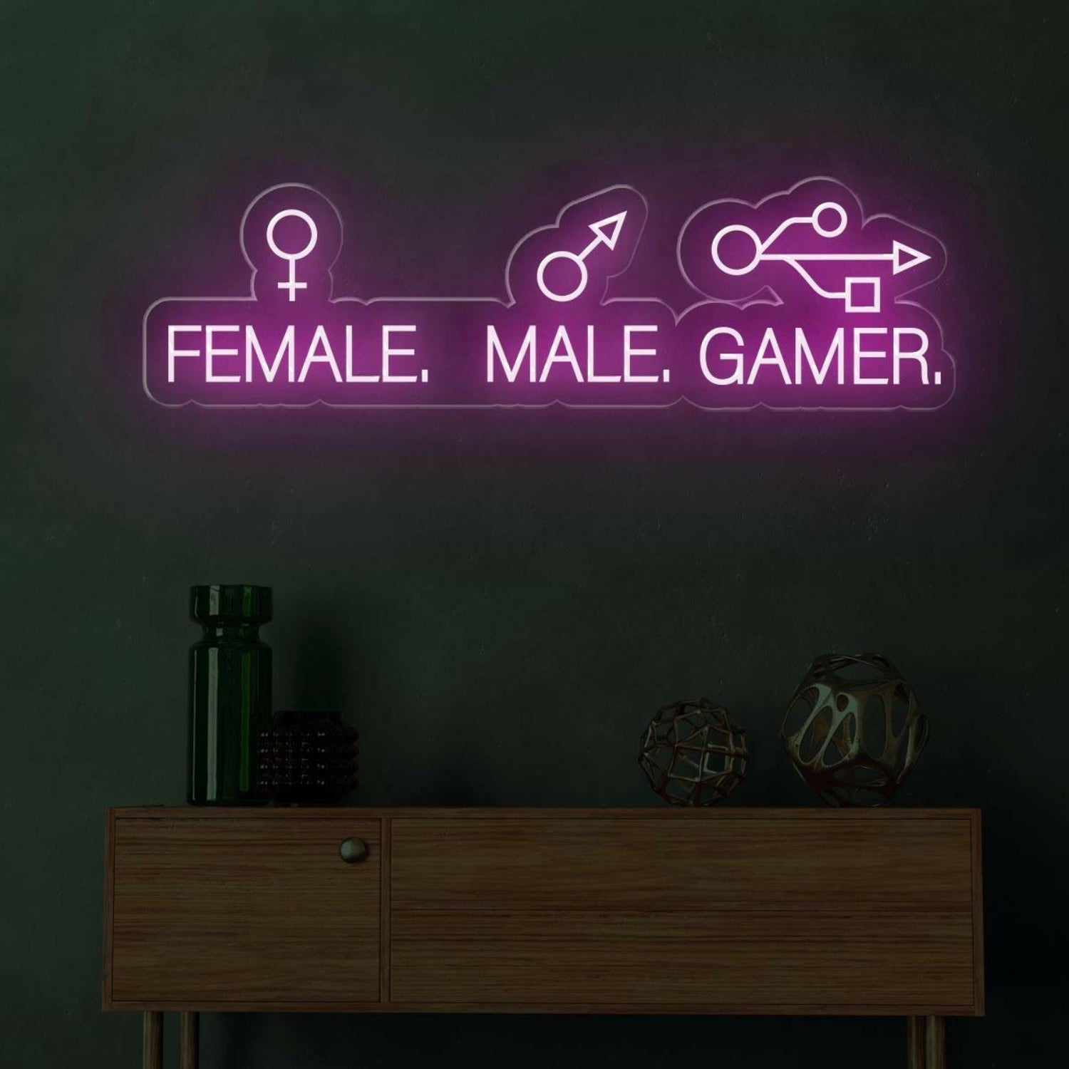Male Female Gamer Led Neon Sign Blue-White Gaming Room Decor | Shineneon