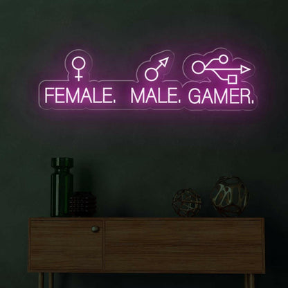 Male Female Gamer Led Neon Sign Blue-White Gaming Room Decor | Shineneon