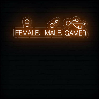Male Female Gamer Led Neon Sign Blue-White Gaming Room Decor | Shineneon