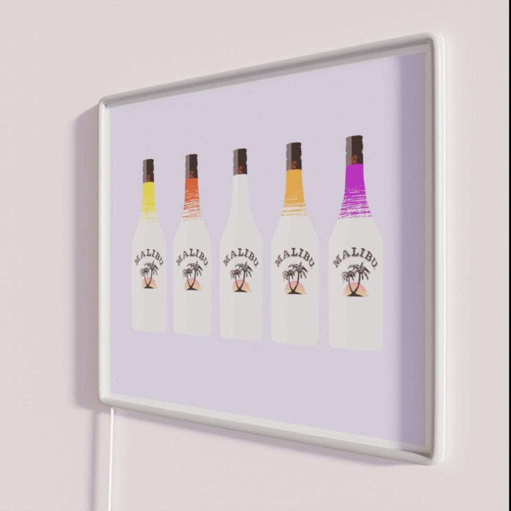 Malibu Flavors Rgb Led Neon Sign - Neon sign mounted on wall in room