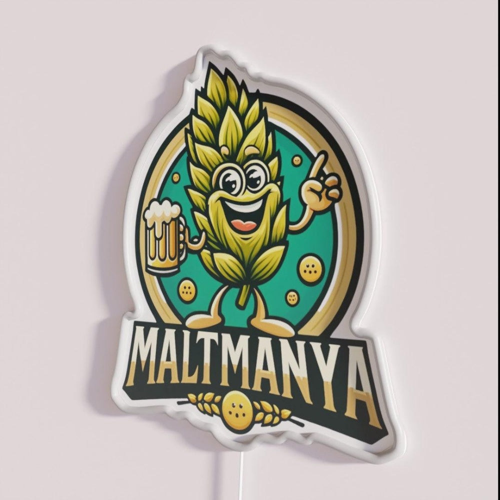 Maltmanya Black Rgb Led Neon Sign - Neon sign mounted on wall in room