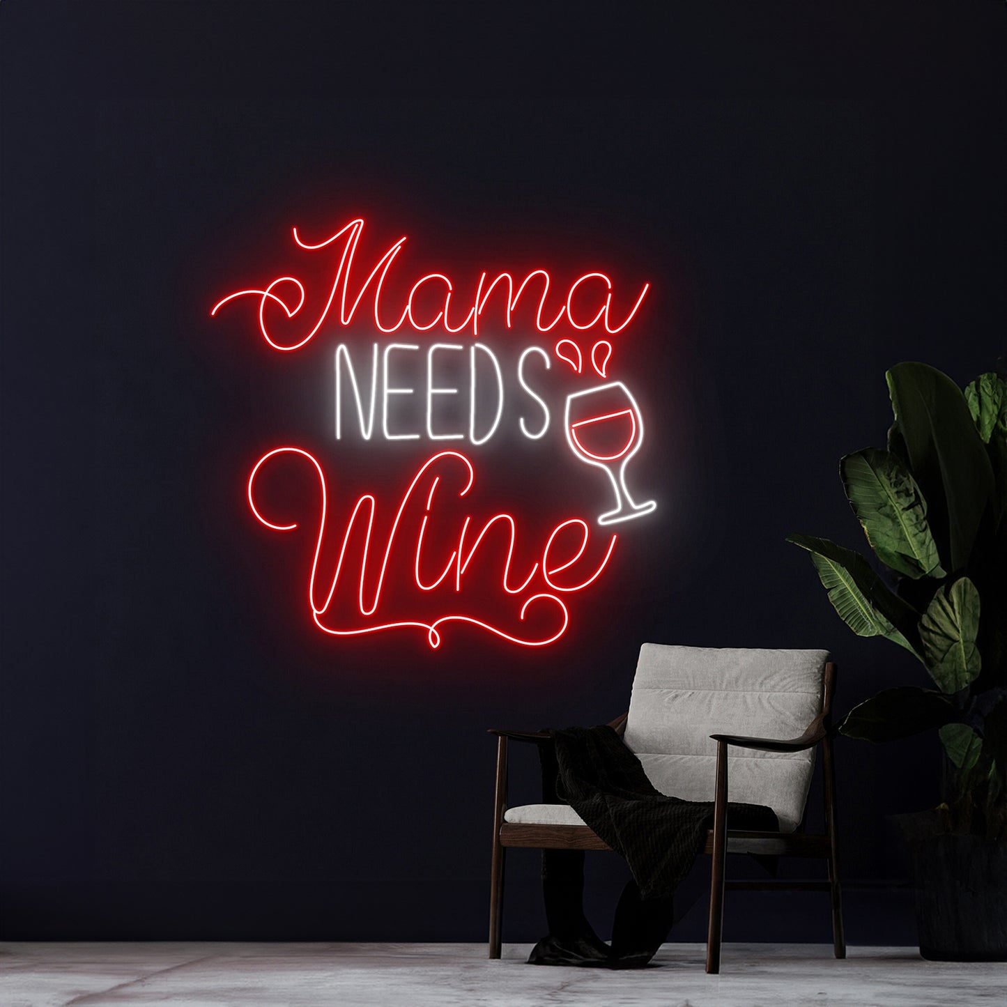 Mama Needs Wine Neon Sign