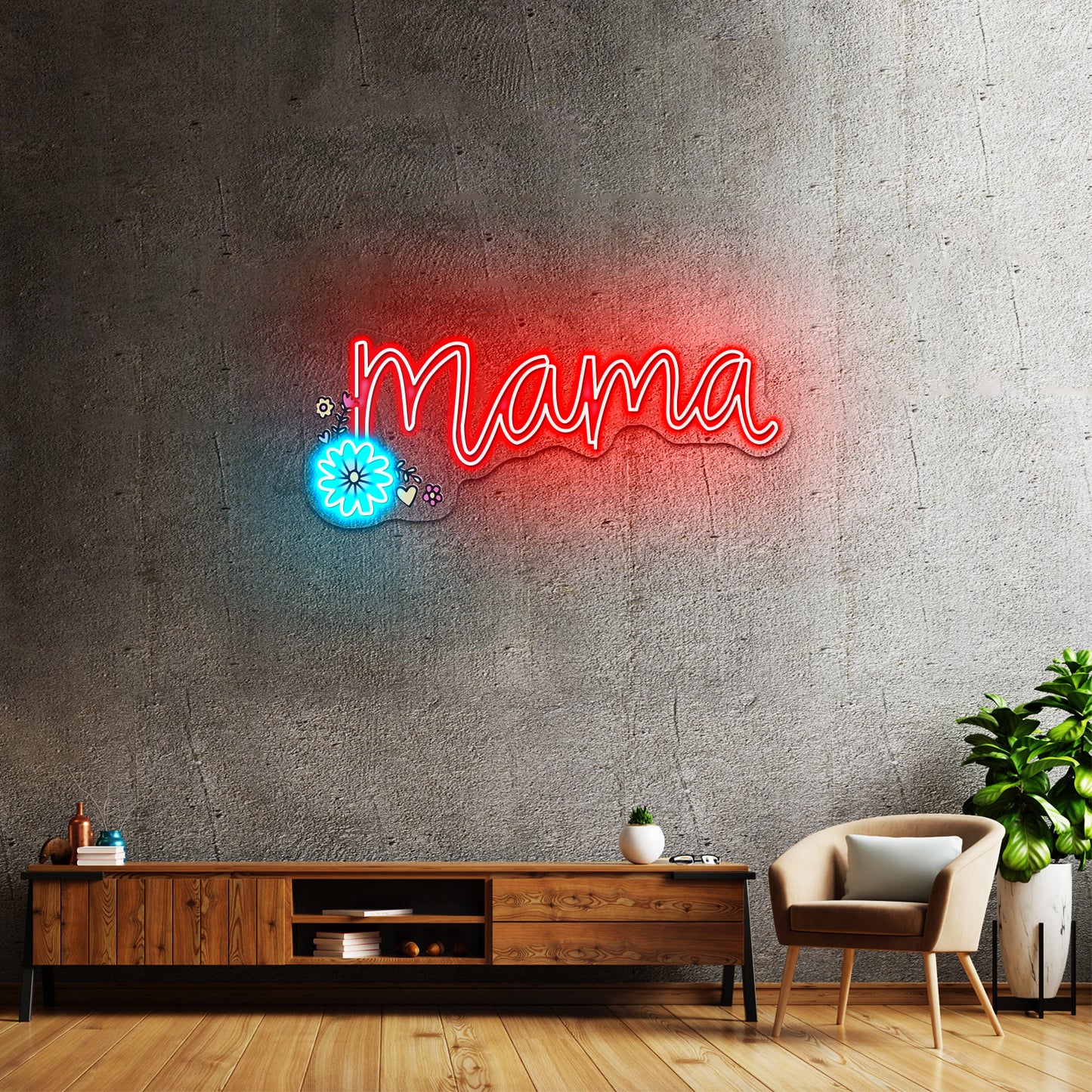 Mama Purple Floral Artwork Led Neon Signs