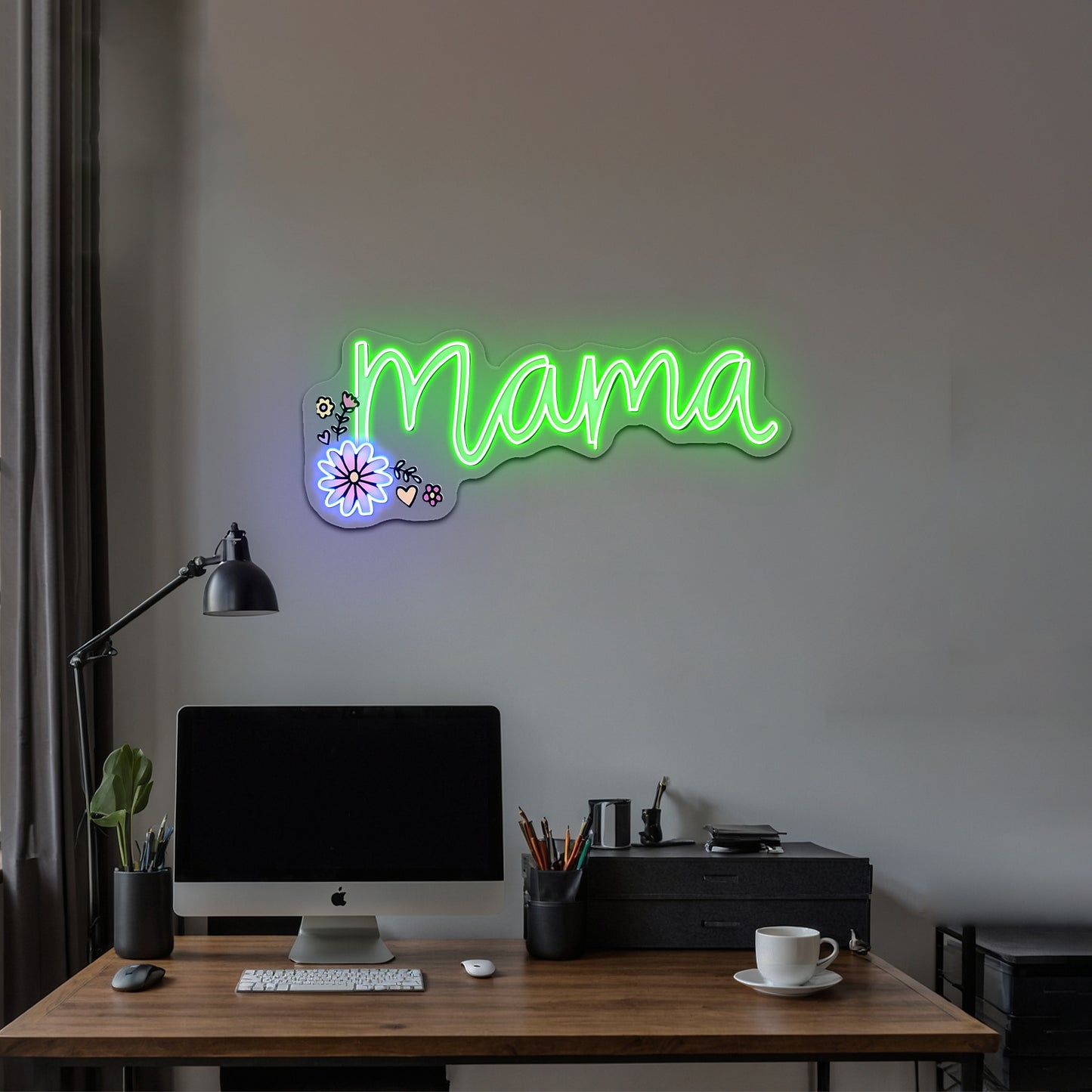 Mama Purple Floral Artwork Led Neon Signs