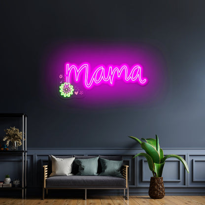 Mama Purple Floral Artwork Led Neon Signs