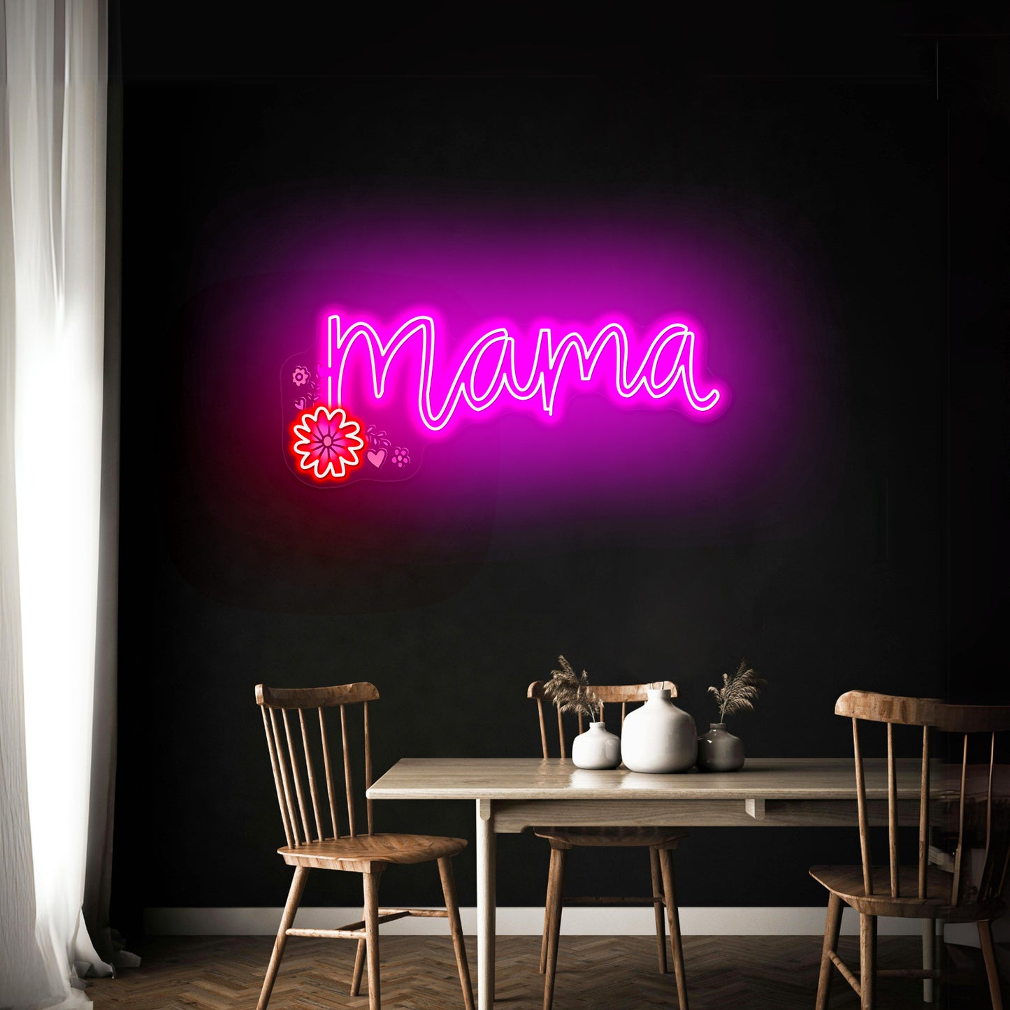 Mama Purple Floral Artwork Led Neon Signs