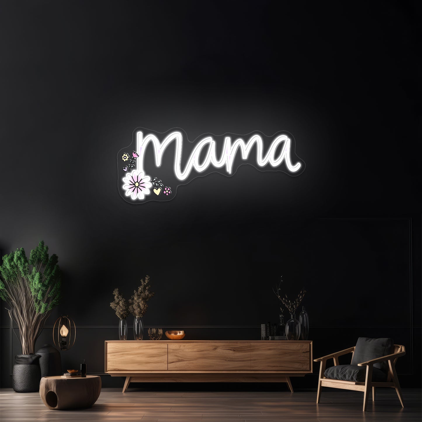 Mama Purple Floral Artwork Led Neon Signs