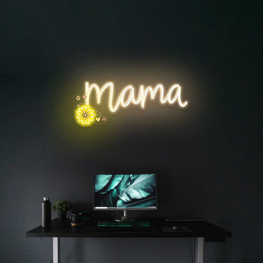 Mama Purple Floral Artwork Led Neon Signs