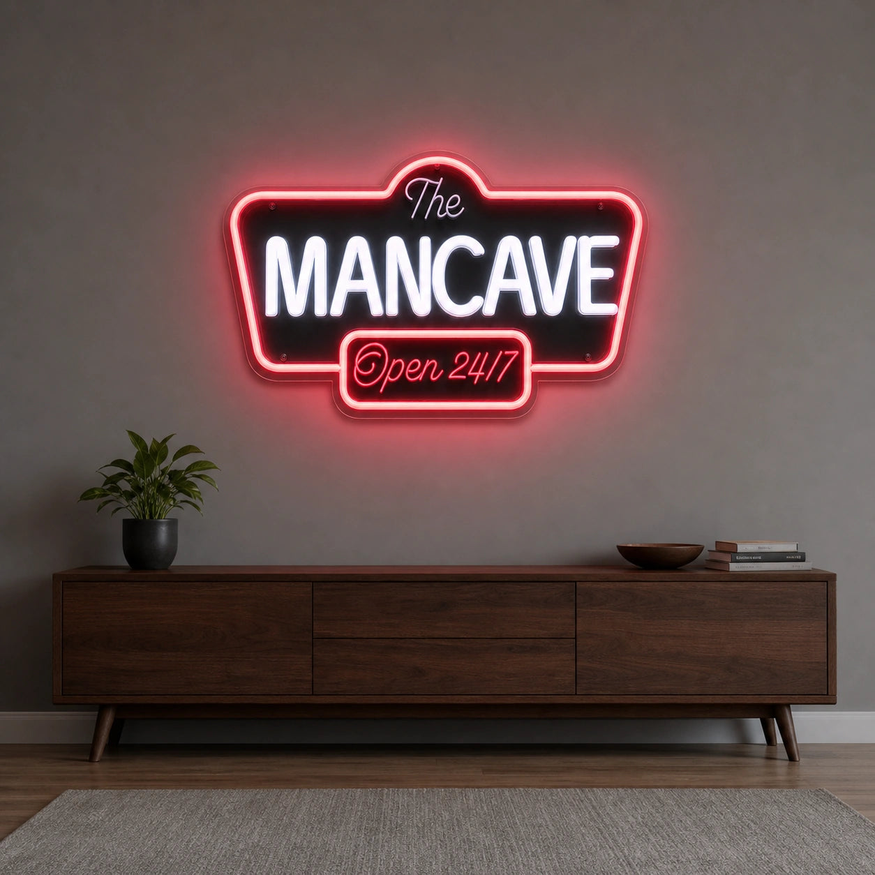 Man Cave Open 24 7 LED Neon Sign size image