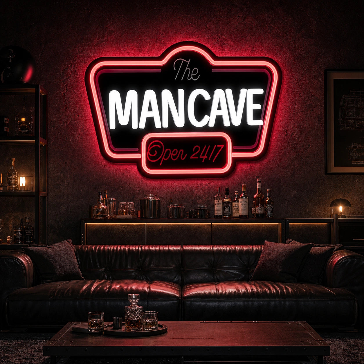Man Cave Open 24 7 LED Neon Sign Home Garage Wall Decoration high-converting product image