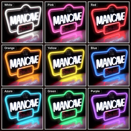 Man Cave Open 24 7 LED Neon Sign Home Garage Wall Decoration color grid