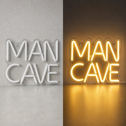 Man Cave Vintage LED Neon Sign day and night comparison