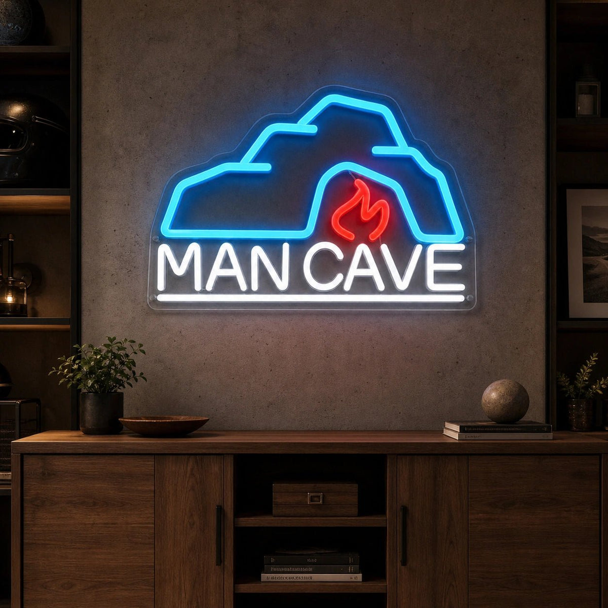 Man Cave With Roof And Flame LED Neon Sign - Shineneon