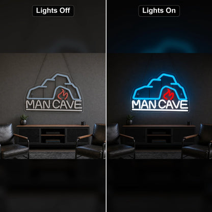 Man Cave With Roof And Flame LED Neon Sign Garage Neon Sign - Shineneon