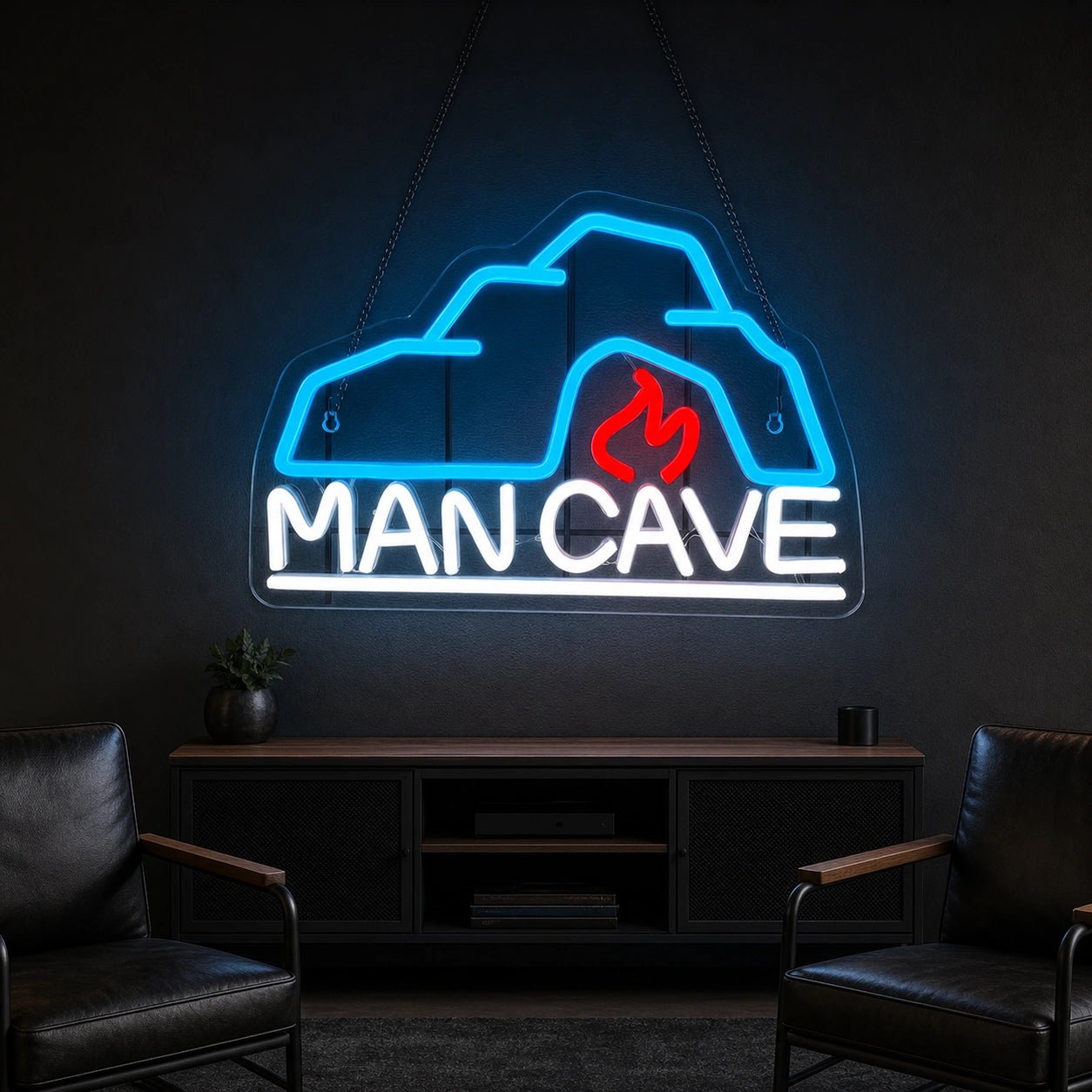 Man Cave With Roof And Flame LED Neon Sign Garage Neon Sign - Shineneon